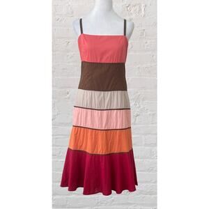 Spencer Jeremy Tiered Colorblock Summer Dress Sz 8 M Cottagecore Boho Party